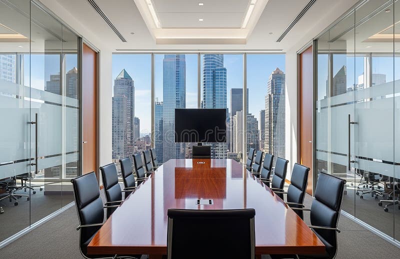 Executive boardroom overlooking Charlotte NC skyline