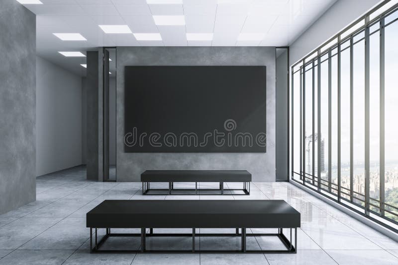 Download Modern Exhibition Hall With Black Billboard Stock ...