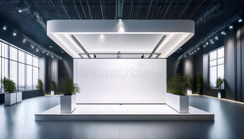 Modern exhibition stand design with blank background for branding. 3D Rendering vector illustration