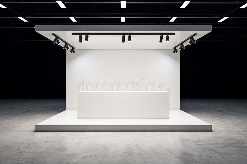 Modern exhibition stand design with blank background for branding. 3D Rendering vector illustration