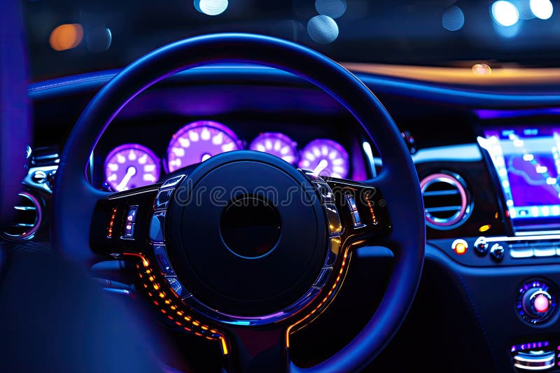 Modern and expensive car interior vector illustration