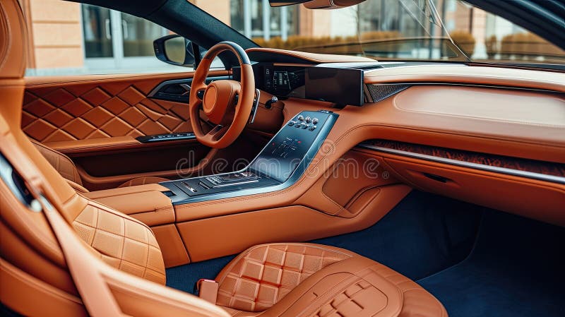 Modern and expensive car interior stock illustration