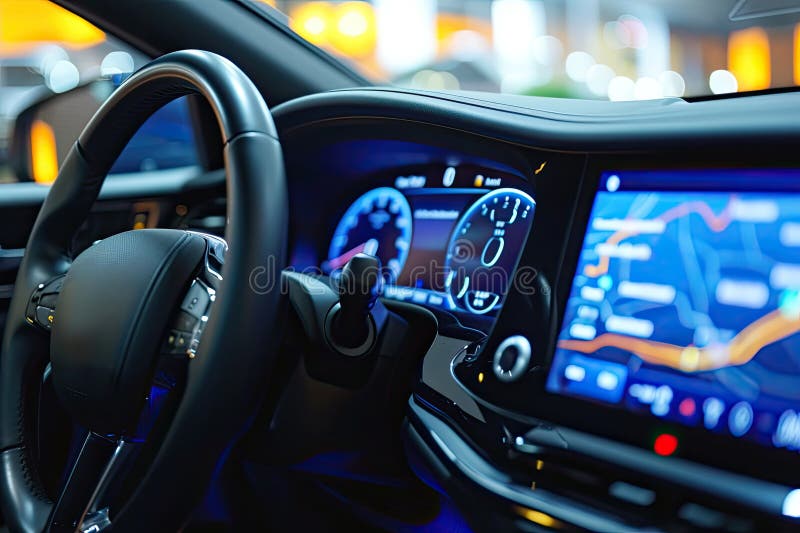 Modern and expensive car interior royalty free illustration