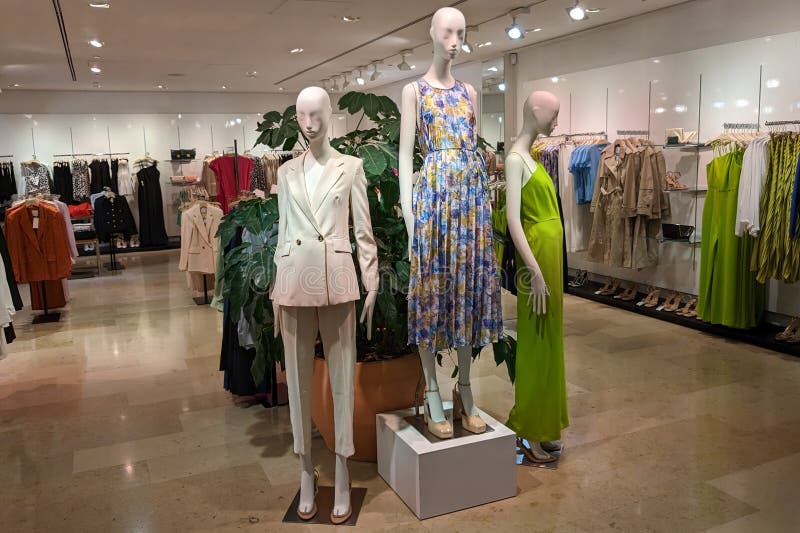 Modern Fashionable Brand Interior of Women Clothing Store Inside Shopping Center Stock Image 