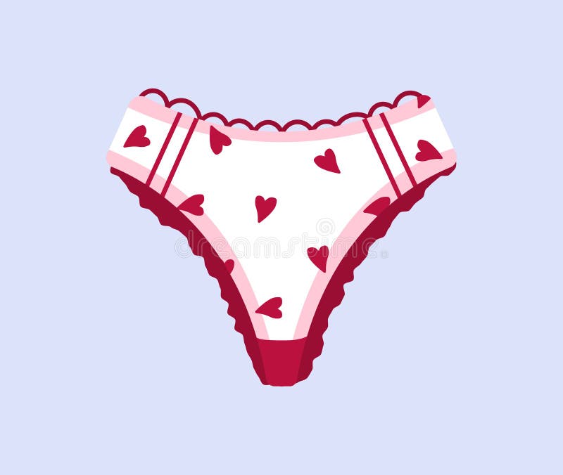 Modern Female Panties. Cute Red Knickers with Hearts and Lace. Home  Clothes. Trendy Hand Drawn Undergarments Stock Vector - Illustration of  flat, lace: 208000686
