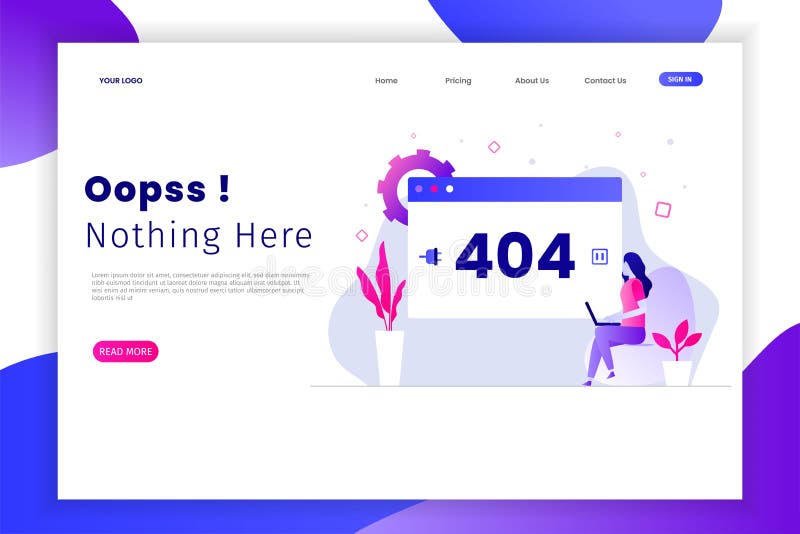 Modern flat design error 404 landing pages vector illustration