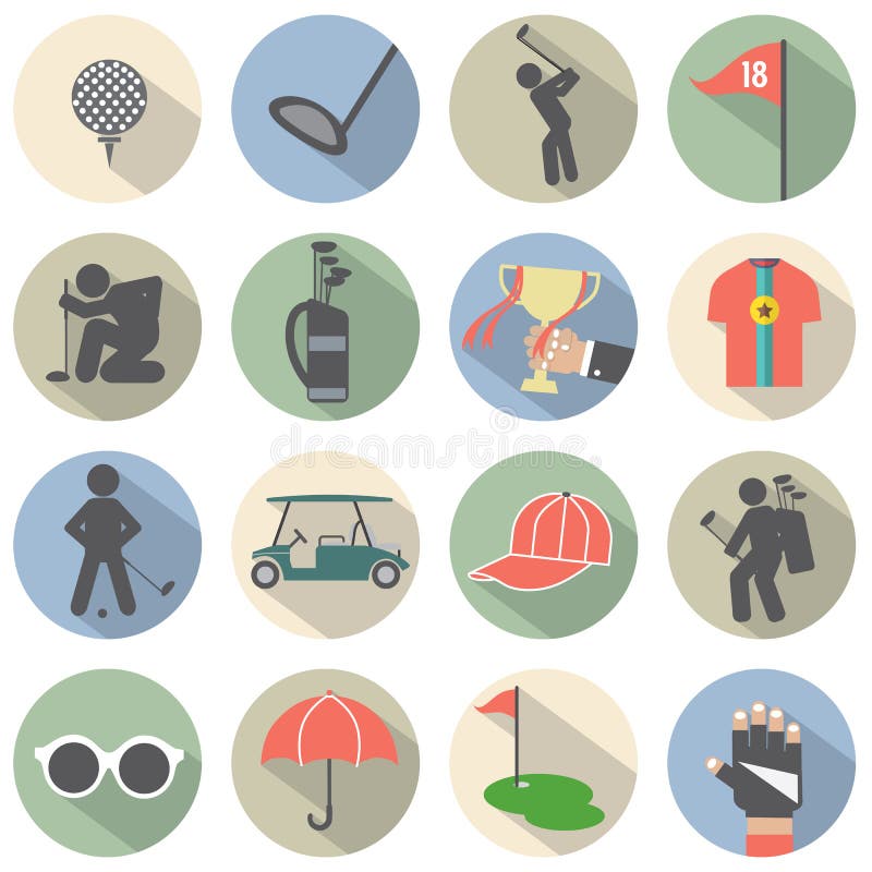 Modern Flat Design Golf Icon Set royalty free illustration