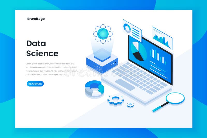 Modern flat design isometric concept of data science vector illustration