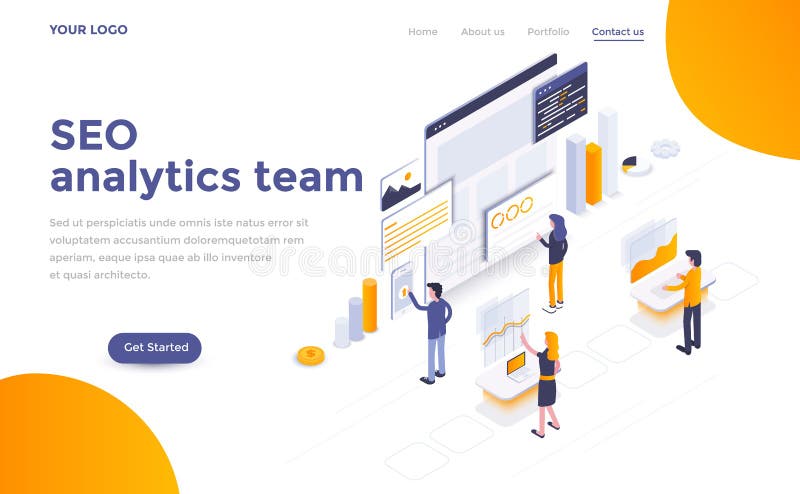 Flat color Modern Isometric Concept Illustration - Seo analytics team vector illustration Flat color Modern Isometric Concept Illustration - Seo analytics team vector illustration