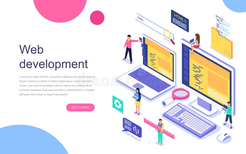 Modern flat design isometric concept of Web Development for banner and website. Landing page template. stock illustration