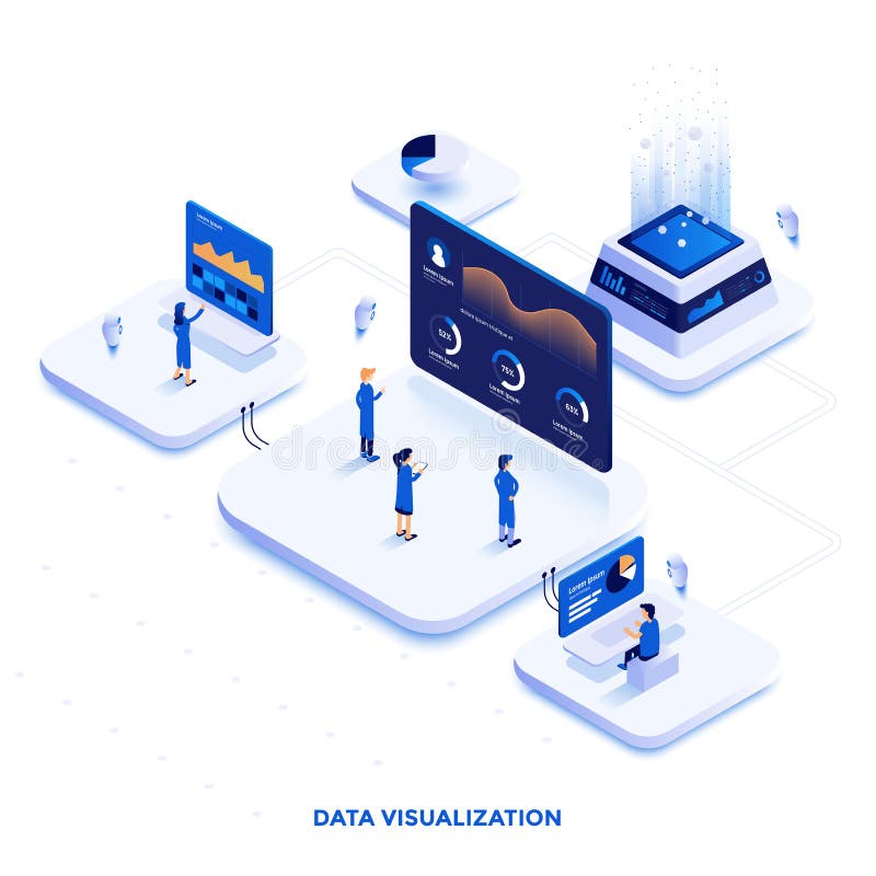 Flat color Modern Isometric Illustration design - Data Visualization vector illustration