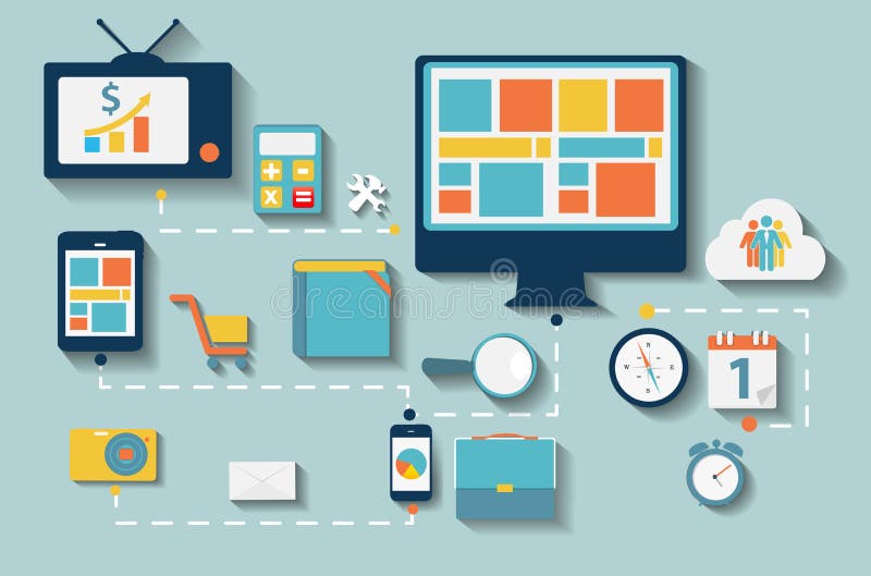 Modern Flat Icon Set For Web And Mobile Stock Photo