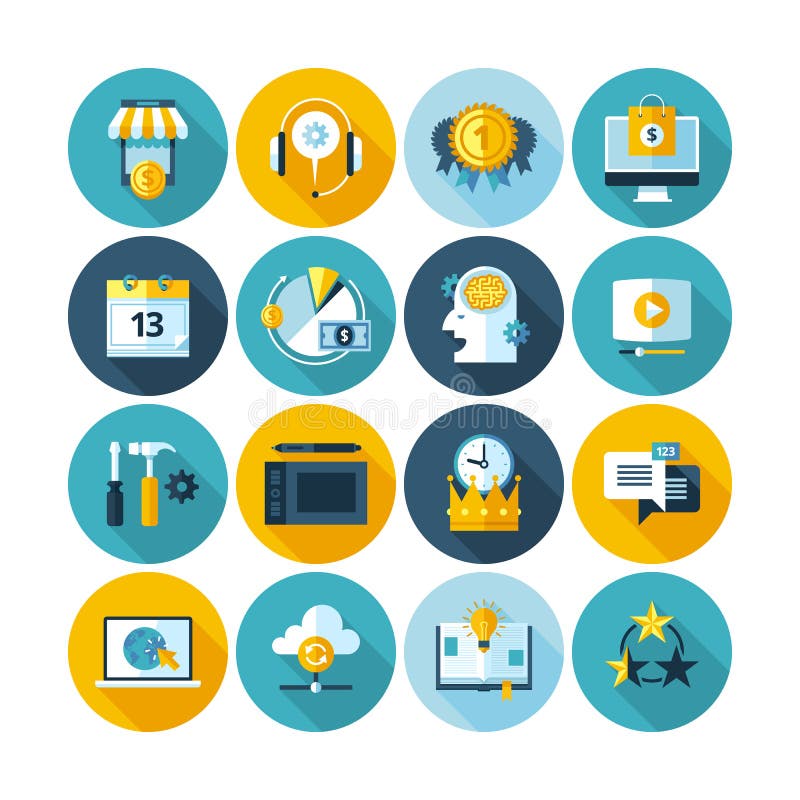 Flat business icons stock illustration Flat business icons stock illustration