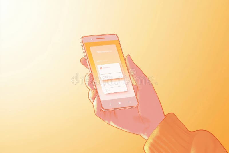 Modern flat illustration of a hand using a grocery delivery app on a smartphone with a simple UI and soft gradients stock photos