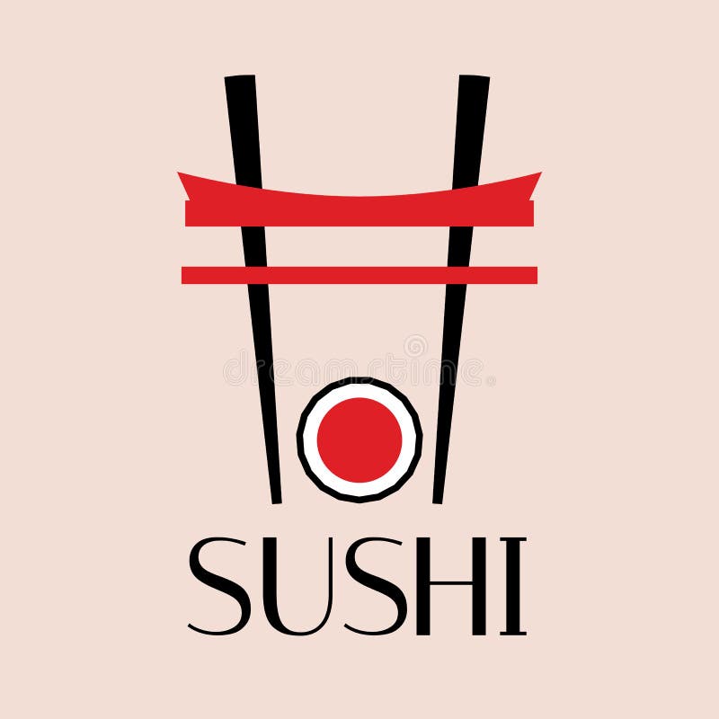 Modern flat logo for sushi, set, roll, Japanese and Asian food, sushi bar, restaurant royalty free illustration Modern flat logo for sushi, set, roll, Japanese and Asian food, sushi bar, restaurant royalty free illustration