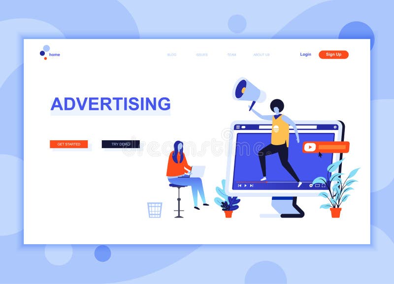 Modern Flat Web Page Design Template Concept of Advertising and ...