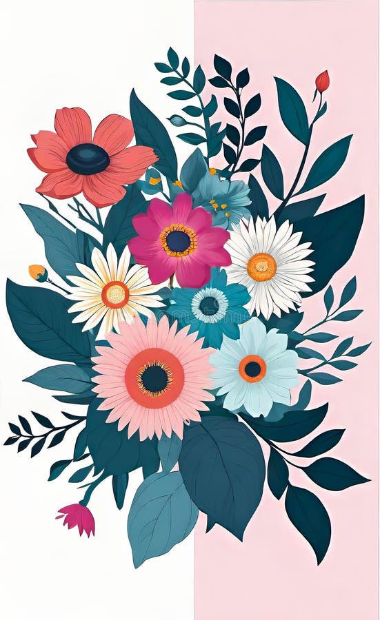 Modern floral insta template, empty gradient with bokeh, empty copy space for printing royalty free illustration