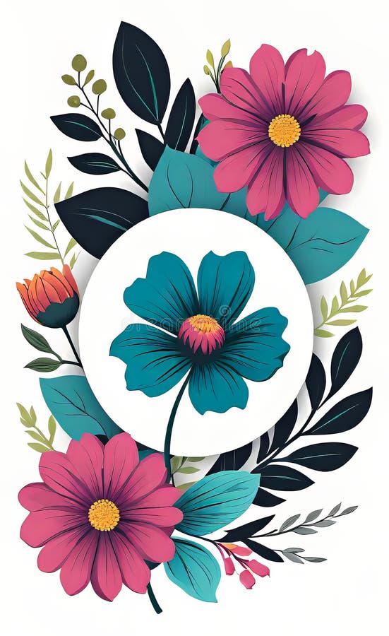 Modern floral insta template, empty gradient with bokeh, empty copy space for printing royalty free illustration