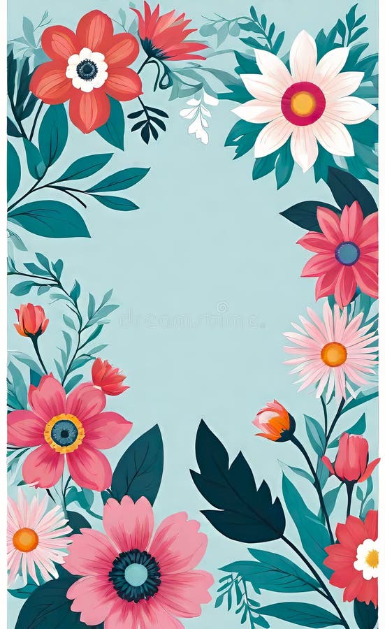 Modern floral insta template, empty gradient with bokeh, empty copy space for printing vector illustration
