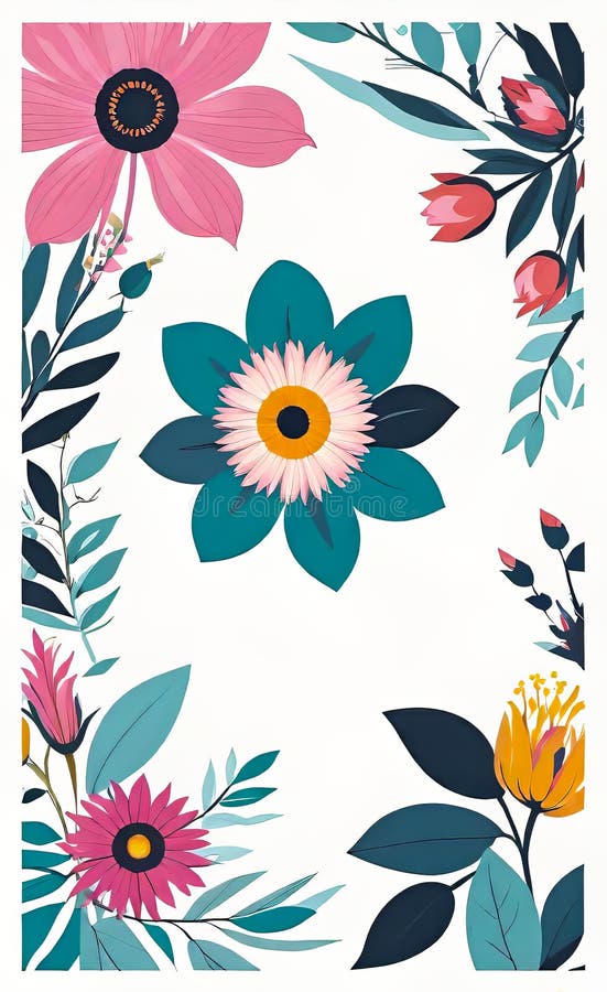 Modern floral insta template, empty gradient with bokeh, empty copy space for printing stock illustration