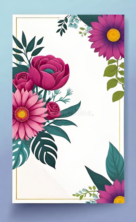 Modern floral insta template, empty gradient with bokeh, empty copy space for printing vector illustration