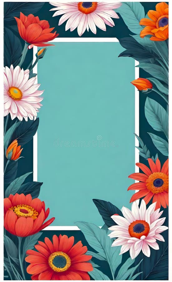 Modern floral insta template, empty gradient with bokeh, empty copy space for printing royalty free illustration
