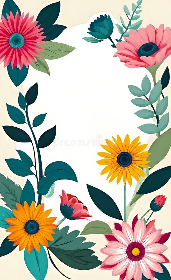 Modern floral insta template, empty gradient with bokeh, empty copy space for printing royalty free illustration