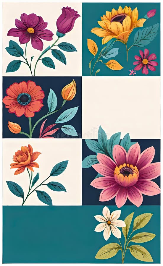 Modern floral insta template, empty gradient with bokeh, empty copy space for printing royalty free illustration