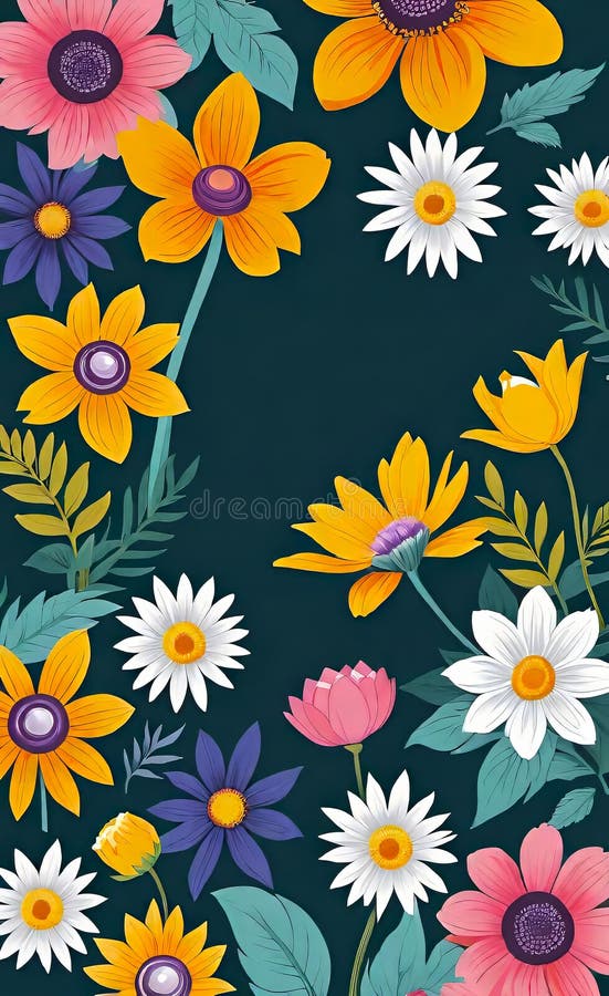 Modern floral insta template, empty gradient with bokeh, empty copy space for printing royalty free illustration