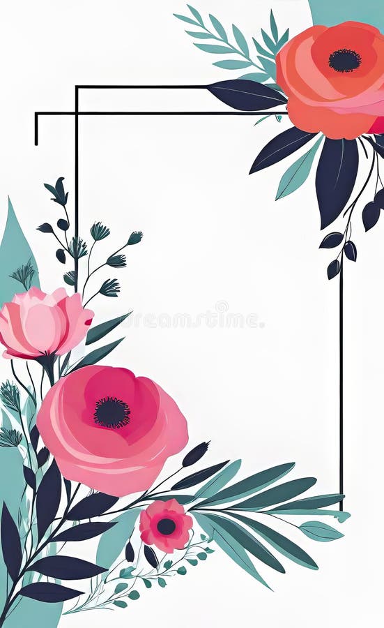 Modern floral insta template, empty gradient with bokeh, empty copy space for printing stock illustration