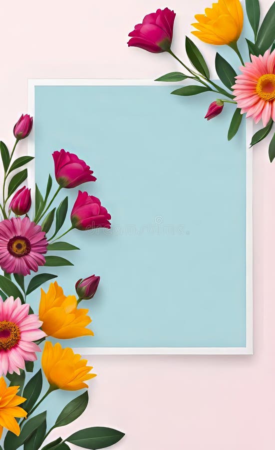 Modern floral insta template, empty gradient with bokeh, empty copy space for printing vector illustration