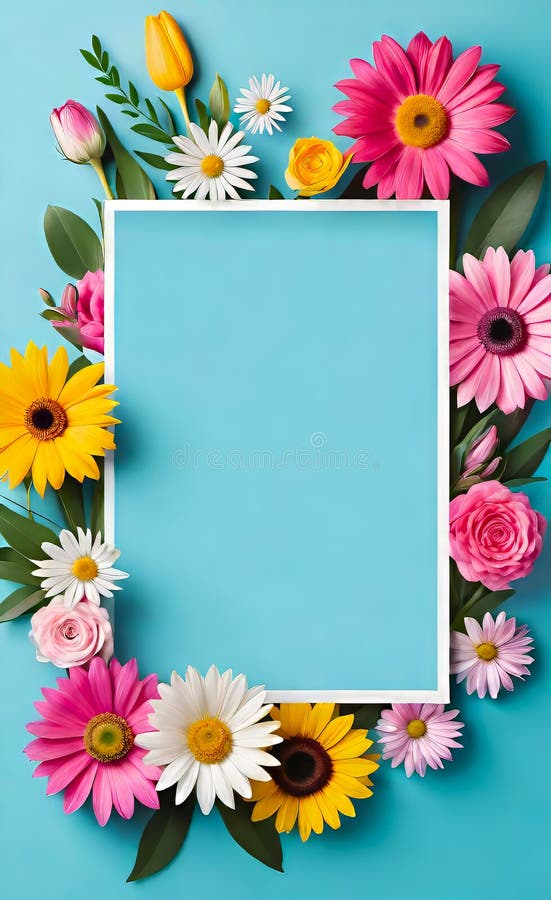 Modern floral insta template, empty gradient with bokeh, empty copy space for printing royalty free illustration