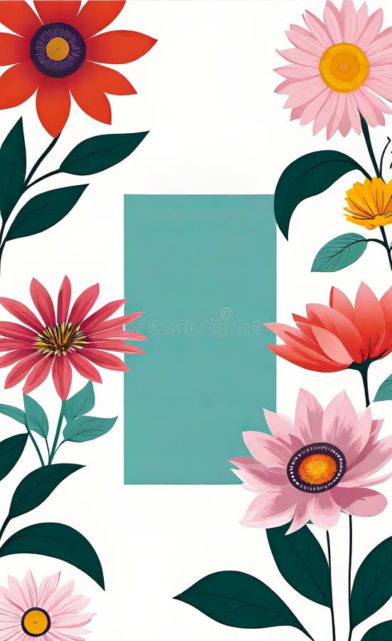 Modern floral insta template, empty gradient with bokeh, empty copy space for printing stock illustration