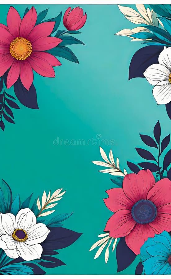 Modern floral insta template, empty gradient with bokeh, empty copy space for printing vector illustration