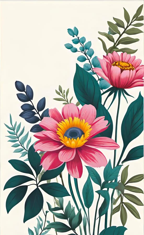 Modern floral insta template, empty gradient with bokeh, empty copy space for printing vector illustration