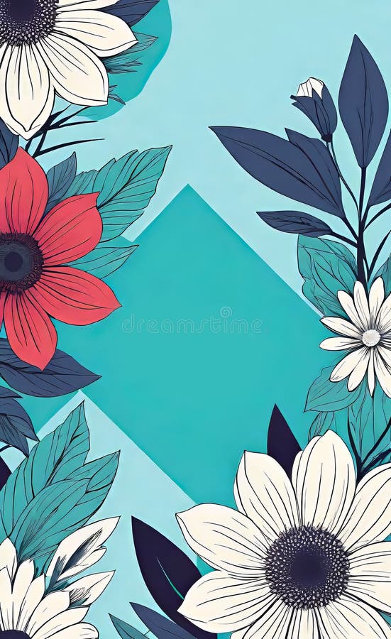 Modern floral insta template, empty gradient with bokeh, empty copy space for printing vector illustration