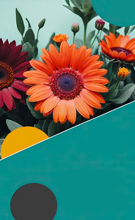 Modern floral insta template, empty gradient with bokeh, empty copy space for printing royalty free illustration