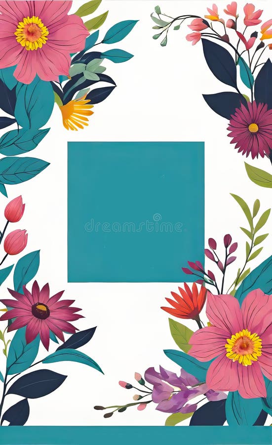 Modern floral insta template, empty gradient with bokeh, empty copy space for printing vector illustration