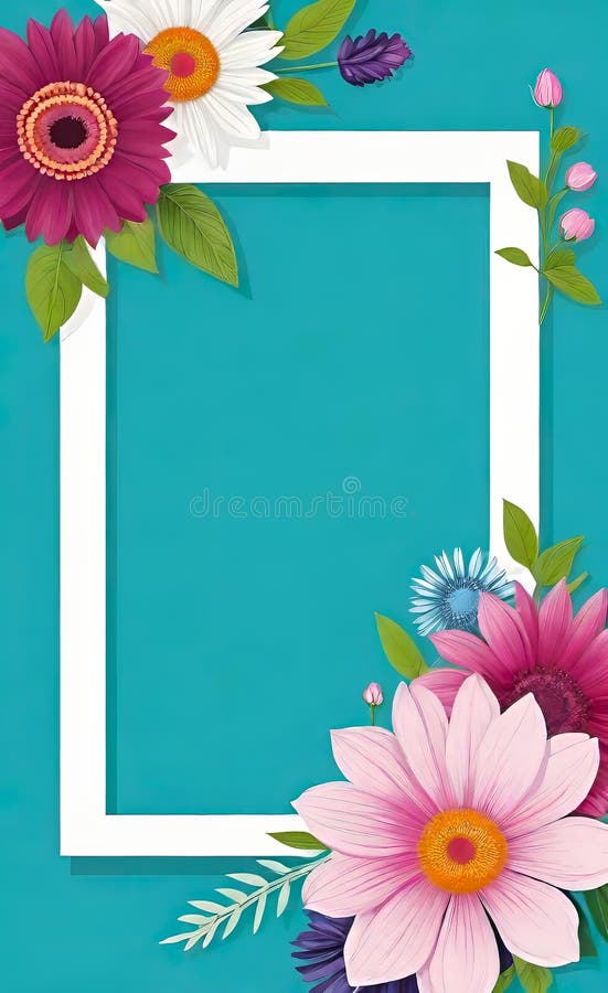 Modern floral insta template, empty gradient with bokeh, empty copy space for printing royalty free illustration