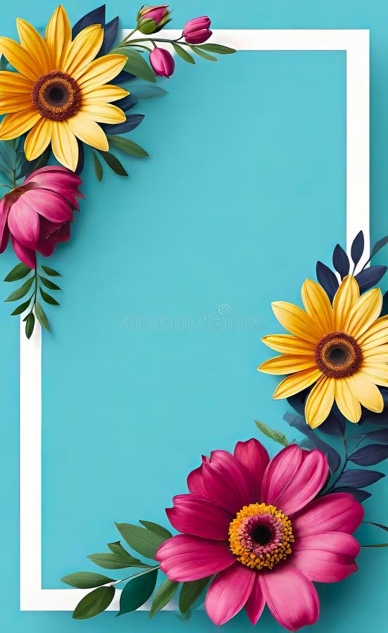 Modern floral insta template, empty gradient with bokeh, empty copy space for printing stock illustration