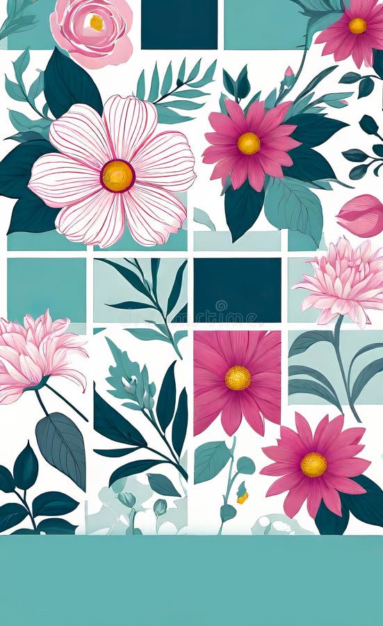 Modern floral insta template, empty gradient with bokeh, empty copy space for printing vector illustration