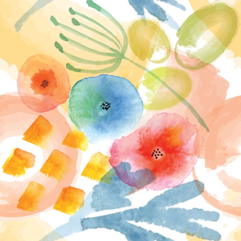 Modern floral seamless pattern in watercolor technique. vector illustration