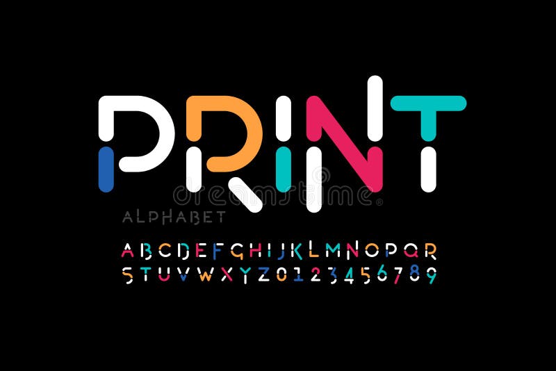 Modern font design, trendy alphabet letters and numbers. Stencil font numbers vectors