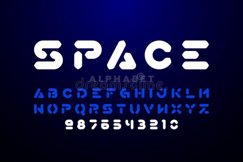 Modern futuristic hi-tech style font stock illustration