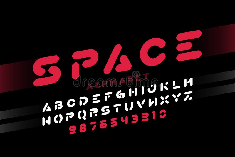 Modern futuristic hi-tech style font vector illustration