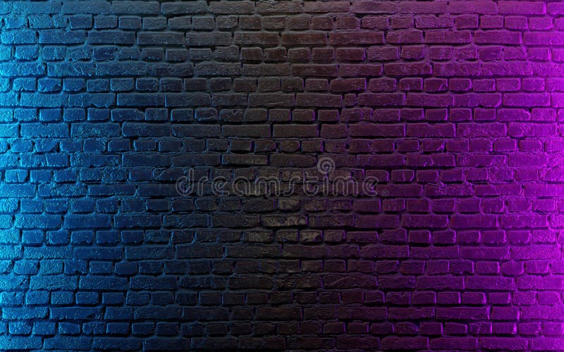Modern Futuristic Neon Lights on Old Grunge Brick Wall Room Background  Stock Illustration - Illustration of pattern, background: 158820896