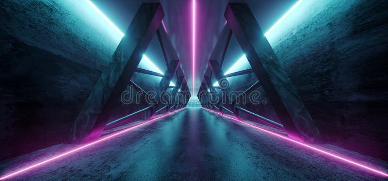 Modern Futuristic Sci Fi Spaceship Triangle Dark Empty Corridor