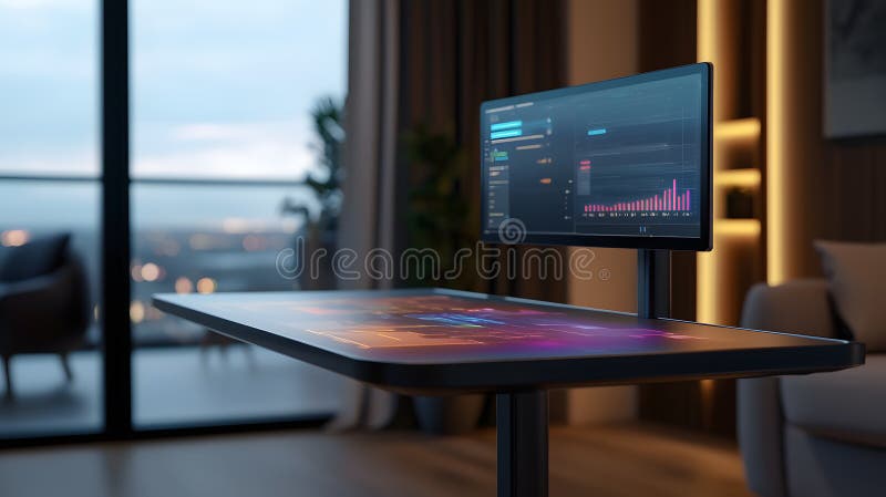 Futuristic Workspace with Interface royalty free stock photo