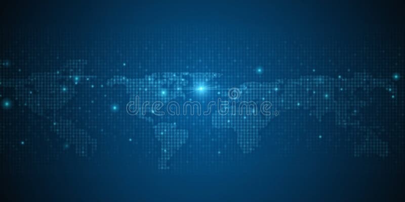 Global Connectivity: Futuristic World Map Background vector illustration
