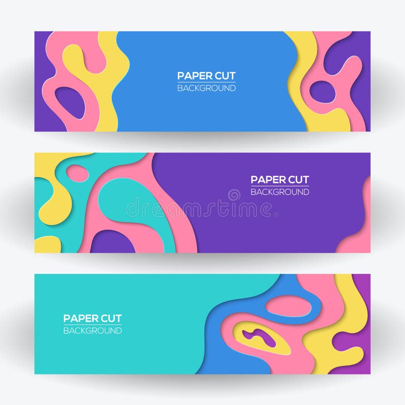 Modern färgrik pappers- uppsättning för mallar för snittkonstdesign med abstrakt vågfärgstänk för tecknad film royaltyfri illustrationer Modern färgrik pappers- uppsättning för mallar för snittkonstdesign med abstrakt vågfärgstänk för tecknad film royaltyfri illustrationer